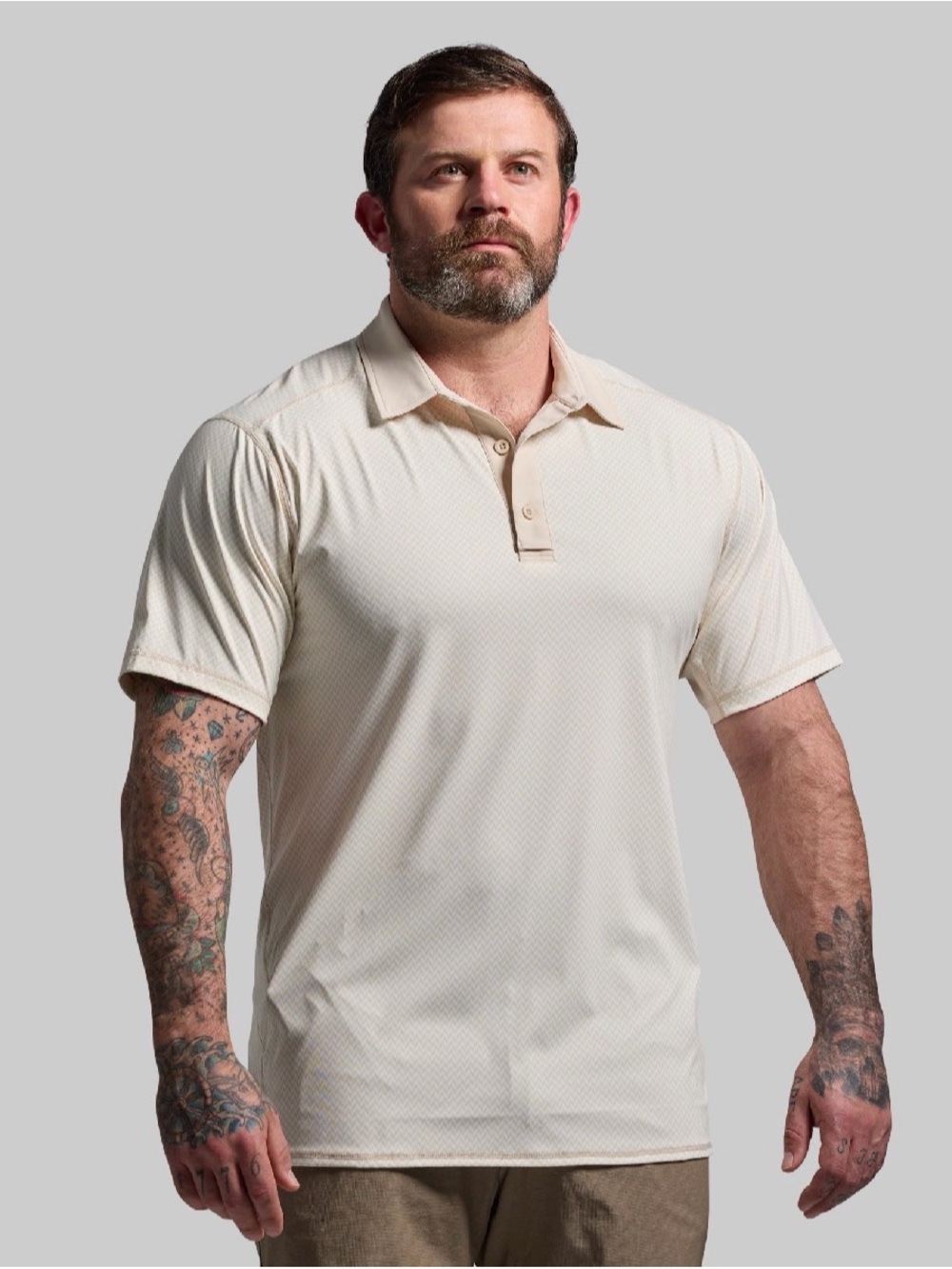 Born Primitive Tek Polo - Oatmeal Check - New With Tags